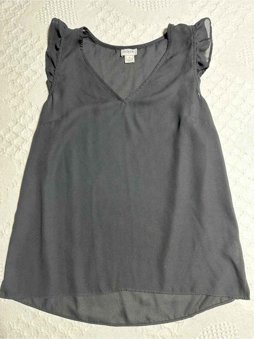 J. Crew Black V-Neck Ruffle Cap Sleeve Camisole- size 6